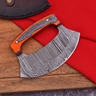 Handmade Damascus Steel Pizza Cutter Alaskan Ulu Knife Chef Kitchen Chopping