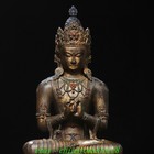 18  Old Tibet Buddhism Copper Gold Cinnabar White Tara Goddess Buddha Statue