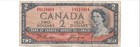 1954 Devil   s Face Hair  Vintage Canada  2 Bill Canadian 2 Dollar Currency Queen 
