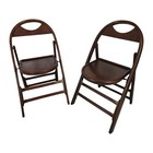 Vintage Set Bentwood Walnut Folding Chairs Game Table Art Deco Mid-century