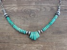 Native American Sterling Silver Turquoise   Navajo Pearl Link Necklace - John