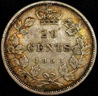 20 Cents 1858 Head Of The Very Young Queen Victoria Canada Toning High Grade Rar
