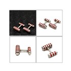 Red Enamel Stripe 925 Sterling Silver Cuff Links Cufflinks Ec-cf009