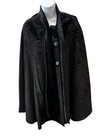 Vintage 1960s Crushed Velvet Tapestry Cape Black Armholes Thick Heavy One Size