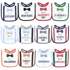 Unisex Baby Cotton Drooler Bib Set Holiday Bow Tie Print Soft Absorbent Bibs
