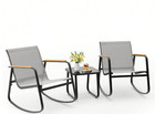 3pc Rocking Bistro Set Patio Chairs W  Table Outdoor Furniture Gray