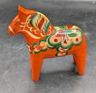Nils Olsson - Vintage Dala Horse Red Orange 5  Tall Swedish Folk Art Wood