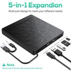 5-in-1 External Cd Dvd Drive Usb 3 0 Writer Burner Reader Player For Windows Pc