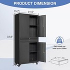 Rolling Metal Storage Cabinet 73 Inch W locking Adjustable Shelf Garage Cabinet