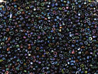 Vintage Antique Czech Glass Seed Beads Metallic Dark Blue Ab Iris 9 0 3 Cuts