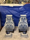 Pair Vintage Chinese Porcelain Jars W  Lids   Stands - Mint Condition
