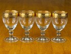 Set Of 4 Vtg Mcm Manganese Patterned Gold Rim Wine Glasses goblets Mid Century