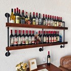 Wall Mounted Wine Rack  Industrial Pipe Wine Shelf  2-tier S2t60 Rustic Brown