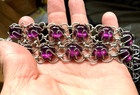 Rare Vintage 1960 s Napier Amethyst Cabochon Bracelet
