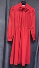 Vintage Red Secretary Dress 70s Bow Neck Tie