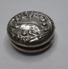 Vintage Sterling Silver Ornate Repousse Victorian Hinged Pill Trinket Box Round