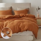  100  Linen Duvet Cover Set  3 Pieces Belgian Flax Breathable King Rust