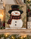 Snowman Plaid Scarf Christmas Hand Painted Reclaimed Wood Primitive Wall Decor