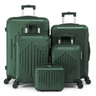 Luggage Sets 5 Piece Hardshell Abs Suitcases With Wheels   Tsa Lock Dark Green