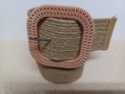 Wide Stretchy Elastic Woven Straw Belt Size S Khaki Belt Length Is 35 In New