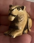 Stag Antler Netsuke Protector Lion Antique Vintage Japan Artist Signed