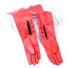 60cm Women s Real Leather Shrink Wrist Buttons Party Evening Long opera Gloves