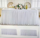 2 White Tulle Netted 6  Tablecloths Wedding Reception Bridal Baby Shower Decor