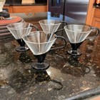 Vintage Set Of 4 Clear Glass Cups mugs 0 25 L Black Handles Modern Round