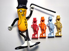 Mr  Peanut Planters Lot Of 5 Items Bendy Figure Red Orange Blue Tan Whistles