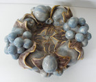 Vintage Pottery Decorative Fruit Bowl W  Grapes Apples Pears Marble Look Design