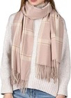 Women Oversized Plaid Winter Scarf Shawl Wrap Thick Soft Tassel Blanket Scarf