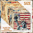 24 Sheets Retro 4th Of July Scrapbook Paper  Vintage Patriotic American Flags St