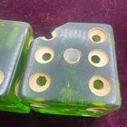 Vintage 1-1 2  Bakelite Oversized Dice Pair - Translucent Green Apple Damaged