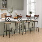 Adjustable 360   Swivel Bar Stools Set Of 4 With Padded Seat   X-back