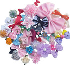 Mix Bulk 50pcs Ribbon Flowers Bows Craft Wedding Ornament Appliques A0241