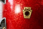 Vintage 1969 Ludwig Keystone Badge 12x8 Tom Drum Red Sparkle 3-ply Maple Poplar