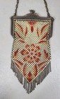 Vintage Art Deco Mandalian Enamel Mesh Metal Purse Flapper Bag