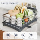 Sayzh Dish Drying Rack For Kitchen Counter With Utensil Holder  Silver