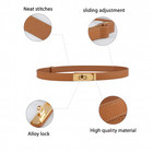 Women   s Skinny Leather Adjustable Belt With Turn-lock Buckle For Dresses   Jeans