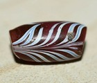 Antique Venetian Red Lampwork Italian Glass Feather Bead  African Trade
