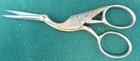 Antique German Wasa Solingen 4 25  Embroidery Sewing Scissors Stork Crane
