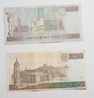 20 And 50 Litu 1997 1998 Lithuania Vf 2 Banknote Lot