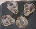 Vintage Set Of 4 Frosted Glasses With Gold Leaves 5 5    Tall By Libbey 