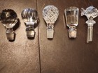 Lot Of 5 Glass   Crystal Bottle Decanter Stoppers  Various Faceted Designs