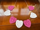          Handmade Crocheted In Cotton Hearts Bunting garland         Pink   White
