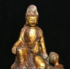 6 6 old Tibet Bronze Gold Kwan-yin Guan Yin Boddhisattva Goddess Buddha Statue
