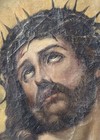 Crucified Jesus Christ  Retablo On Canvas  Antique Oil Portrait Jesus 