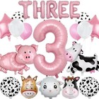 21 Pcs Farm Animal Theme Party Balloons  Farm Cow Print Sheep Pig Donkey 3rd