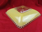 Vintage Light Yellow Glass Ceiling Light Shade Hobnail Trim Starburst Square 11 