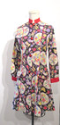 Vintage 1920s 1930s Tag  Art Deco Fruit Floral Print House Coat Jacket Dress F46